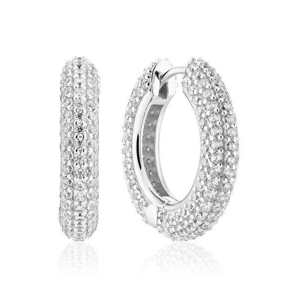 Sif Jakobs “Carrara” Medio Pavé CZ Hoop Earrings | Sterling Silver | Barnes Jewelers Goldsboro NC Barnes Jewelers Goldsboro, NC