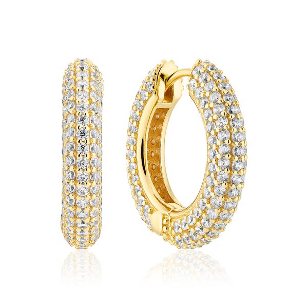Sif Jakobs “Carrara” Medio Pavé CZ Hoop Earrings | 18KT Gold Plated Sterling Silver | Barnes Jewelers Goldsboro NC Barnes Jewelers Goldsboro, NC