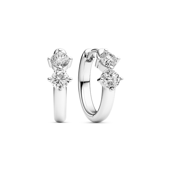 Sif Jakobs “Princess” Creolo Two Stone CZ Huggie Hoop Earrings | Sterling Silver | Barnes Jewelers Goldsboro NC Barnes Jewelers Goldsboro, NC
