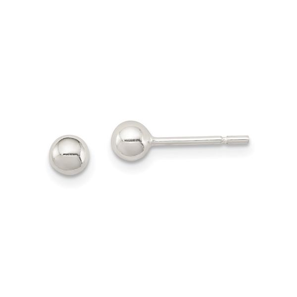 Quality Gold Ball Stud Earrings | Rhodium-Plated Sterling Silver, 4MM | Barnes Jewelers Goldsboro NC Barnes Jewelers Goldsboro, NC