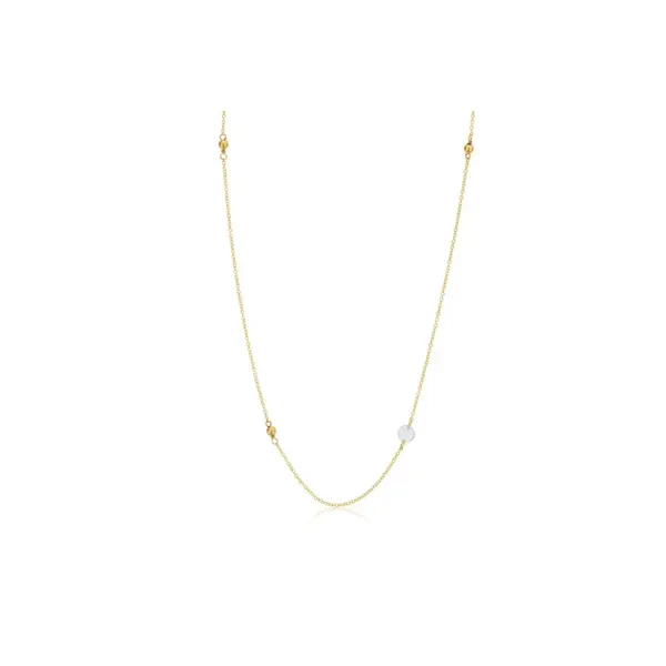 DEE BERKLEY  White Topaz and Gold Beaded Station Necklace, Gold Filled, Yellow Tone, Faceted White Topaz  DBJ-NCK-3080/WT Barnes Jewelers Goldsboro, NC