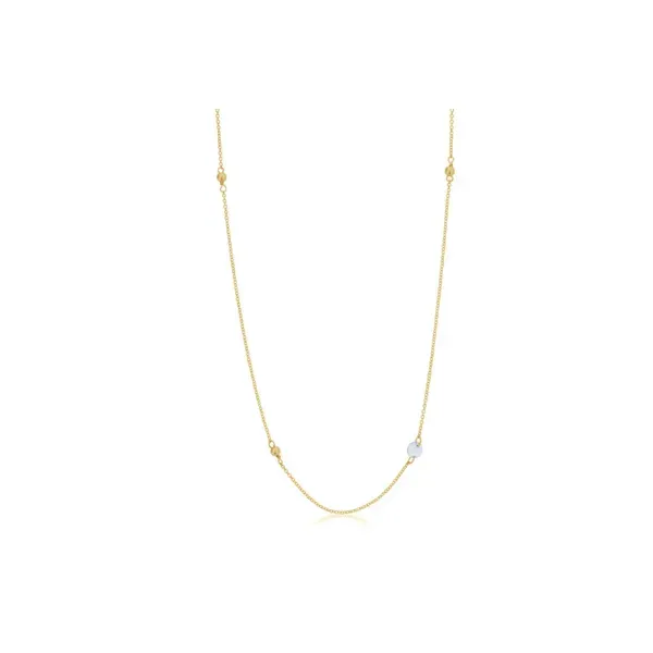 DEE BERKLEY  Aquamarine and Gold Beaded Station Necklace, Gold Filled, Yellow Tone, Faceted Aquamarine  DBJ-NCK-3080/AQ Barnes Jewelers Goldsboro, NC
