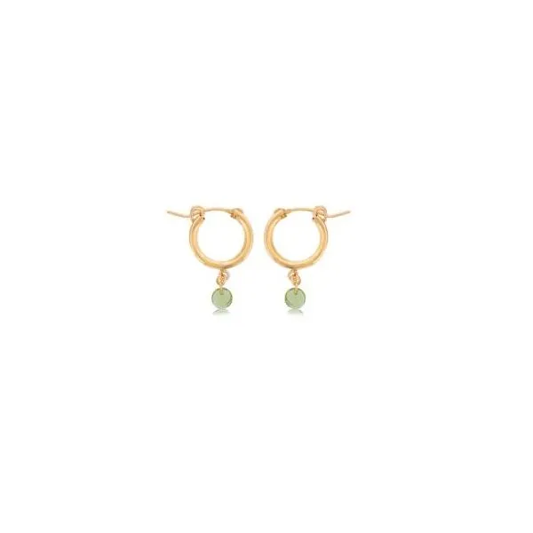 DEE BERKLEY  Peridot Hoop Earrings, Gold Filled, Yellow Tone, Faceted Peridot Bead  DBJ-EAR-3080/PRD Barnes Jewelers Goldsboro, NC