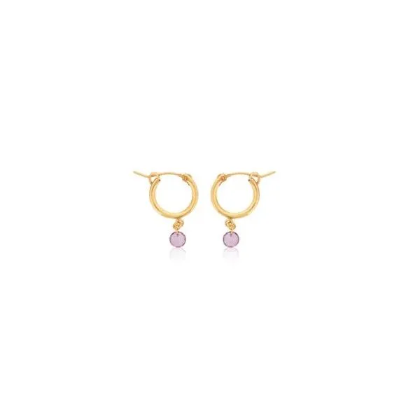 DEE BERKLEY  Pink Topaz Hoop Earrings, Gold Filled, Yellow Tone, Faceted Pink Topaz Bead  DBJ-EAR-3080/PT Barnes Jewelers Goldsboro, NC