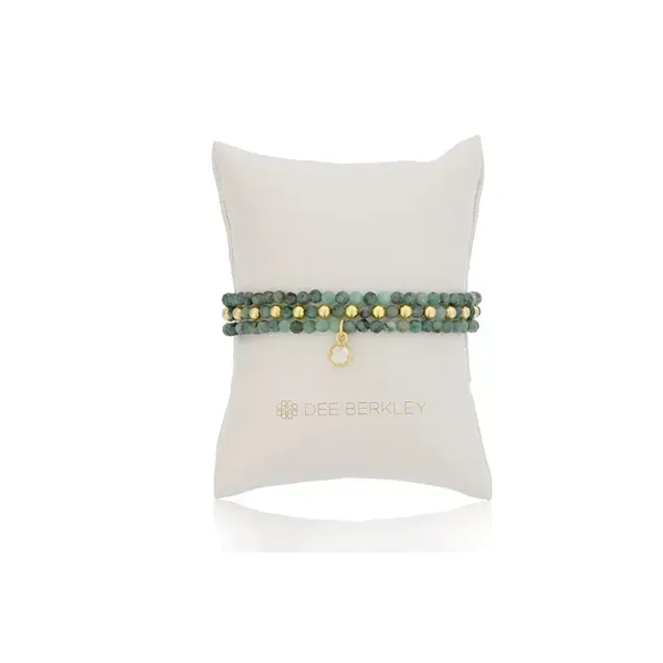 DEE BERKLEY  Designer Picks Emerald Stack Stretch Bracelets, 4MM Faceted Emerald Beads, Gold Filled Beads  DBJ-STK-3080/EMR Barnes Jewelers Goldsboro, NC