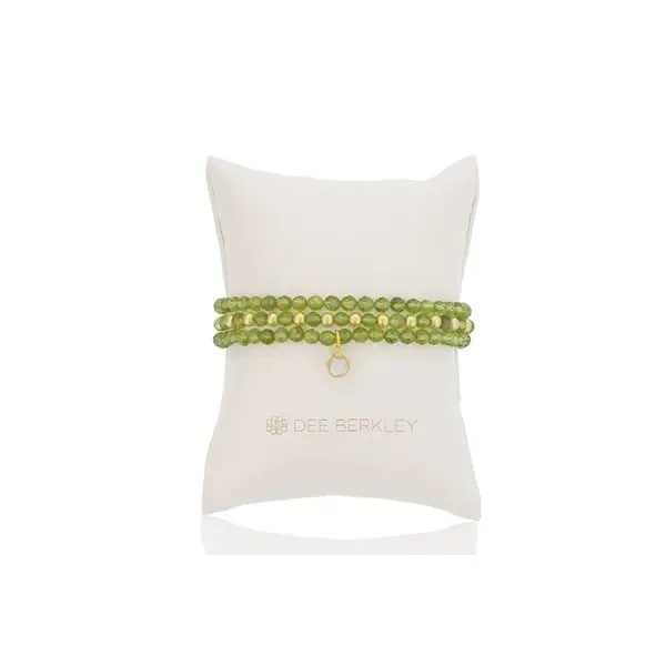 DEE BERKLEY  Designer Picks Peridot Stack Stretch Bracelets, 4MM Faceted Peridot Beads, Gold Filled Beads  DBJ-STK-3080/PRD Barnes Jewelers Goldsboro, NC