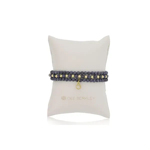 DEE BERKLEY  Designer Picks Sapphire Stack Stretch Bracelets, 4MM Faceted Sapphire Beads, Gold Filled Beads  DBJ-STK-3080/SP Barnes Jewelers Goldsboro, NC