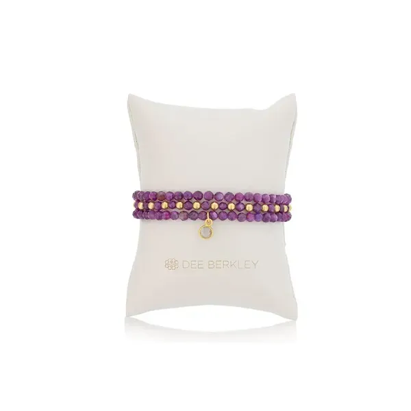 DEE BERKLEY  Designer Picks Ruby Stack Stretch Bracelets, 4MM Faceted Ruby Beads, Gold Filled Beads  DBJ-STK-3080/RU Barnes Jewelers Goldsboro, NC