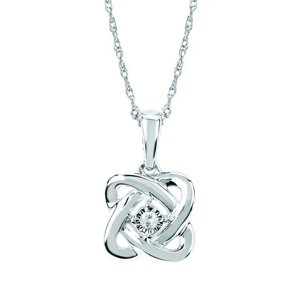 OSTBYE Forever Love Diamond Necklace, Sterling Silver, Rhodium, 0.02CTTW Round, 18