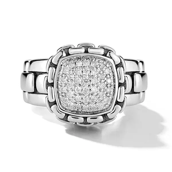 JAI  Pave Diamond Cushion Disc Ring, Sterling Silver, Size 7  JJH6005R-7-DI Barnes Jewelers Goldsboro, NC