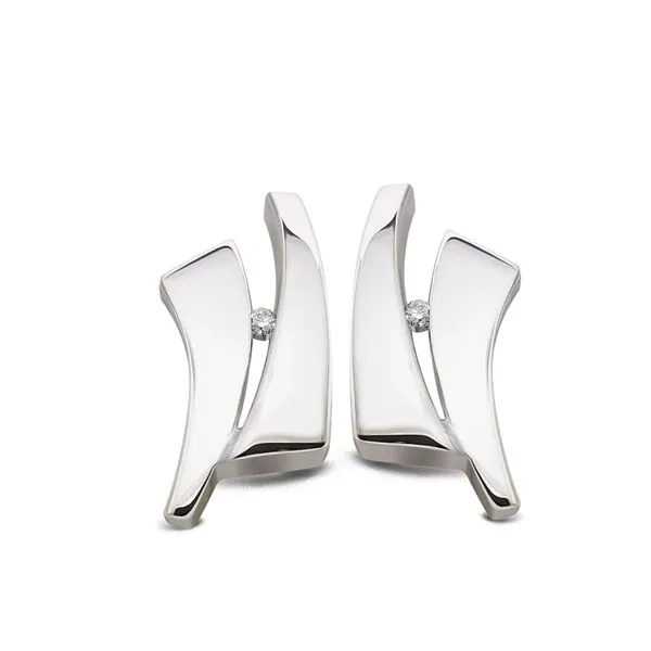 ITALGEM  Diamond Fashion Stud Earrings, Sterling Silver, 0.02CTTW Round  H41E102WSH1 Barnes Jewelers Goldsboro, NC