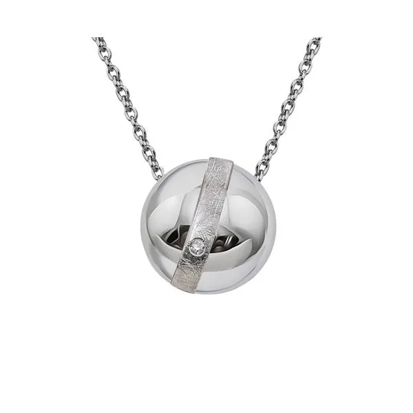 ITALGEM  Round Disc Diamond Necklace, Sterling Silver, 0.006CT Round, 18