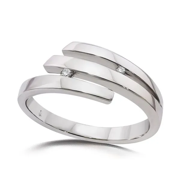 ITALGEM  Triple Line Diamond Fashion Ring, Sterling Silver, 0.011CTTW Round, Size 7  H41R108WSH1 Barnes Jewelers Goldsboro, NC