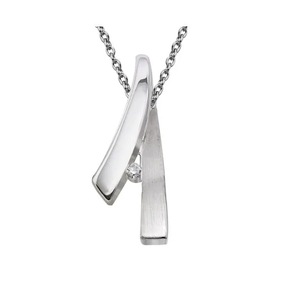 ITALGEM  Crossover Diamond Fashion Necklace, Sterling Silver, 0.015CT Round, 18