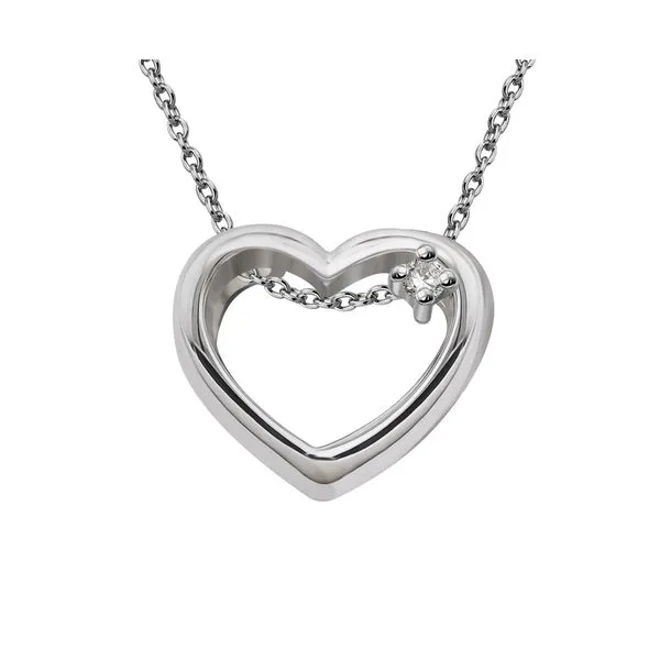 ITALGEM  Heart Outline Diamond Necklace, Sterling Silver, 0.006CT Round, 18