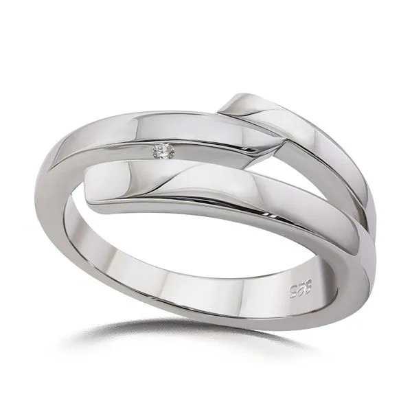ITALGEM  Open Shank Bypass Diamond Fashion Ring, Sterling Silver, 0.006CT Round, Size 7  H41R116WSH1 Barnes Jewelers Goldsboro, NC
