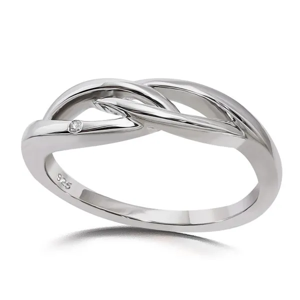 ITALGEM  Interlocking Diamond Fashion Ring, Sterling Silver, 0.006CT Round, Size 7  H41R119WSH1 Barnes Jewelers Goldsboro, NC