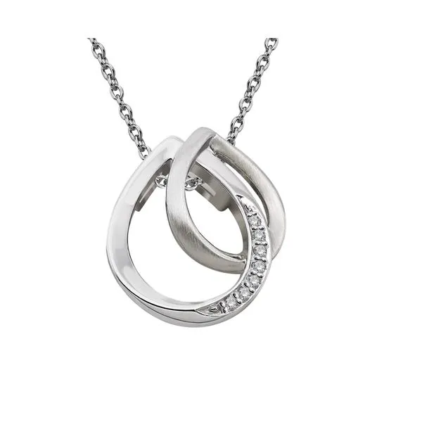 ITALGEM  Double Teardrop Shaped Diamond Fashion Necklace, Sterling Silver, 0.035CTTW Round, 18