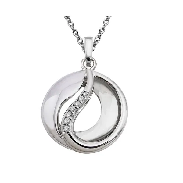 ITALGEM  Round Disc Diamond Fashion Necklace, Sterling Silver, 0.04CTTW Round, 18