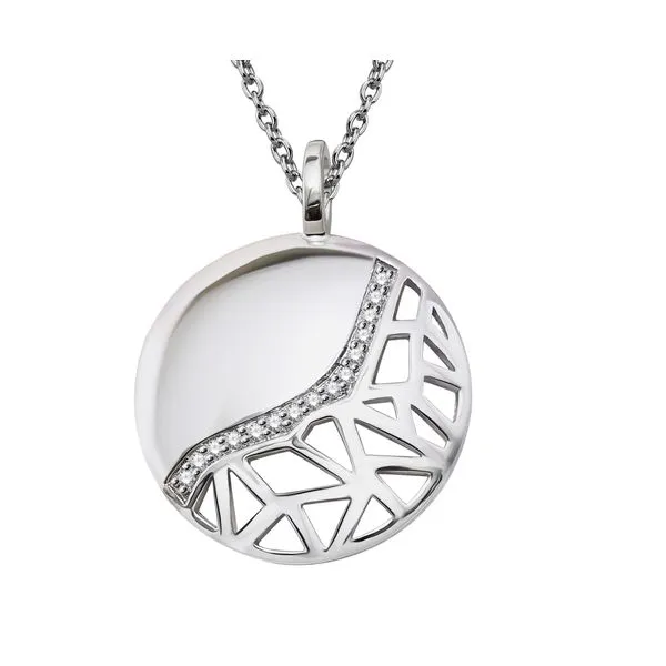 ITALGEM  Round Disc Diamond Fashion Necklace, Sterling Silver, 0.075CTTW Round, 18
