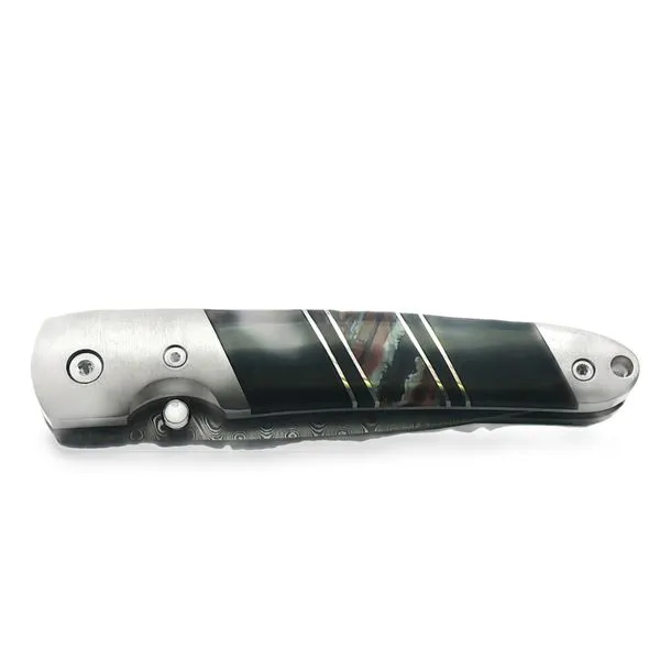 STONEWORKS  Woolly Mammoth Tooth Jewelry Collection Pocket Knife, Damascus Steel, 4