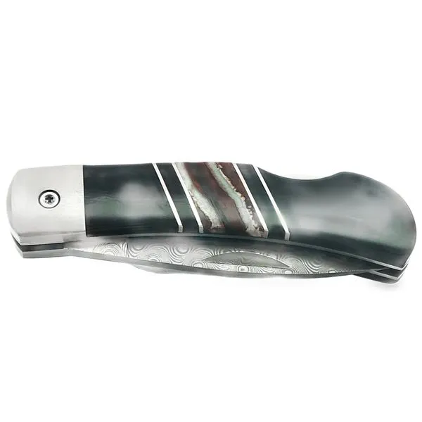 STONEWORKS  Woolly Mammoth Tooth Jewelry Collection Pocket Knives, Damascus Steel, 3