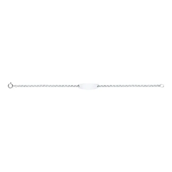 MARATHON  Children's Oval ID Bracelet, Sterling Silver, Rhodium, Engraveable, 6.25