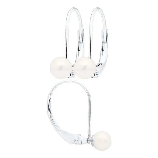 MARATHON  Children's Pearl Dangle Earrings, Sterling Silver, Rhodium, 4MM FWP  ES912 Barnes Jewelers Goldsboro, NC