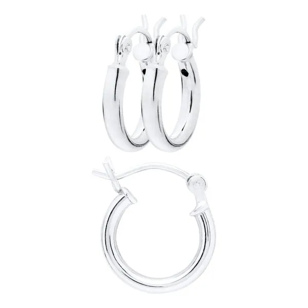 MARATHON  Children's Tube Hoop Earrings, Sterling Silver, Rhodium, 2MM X 12MM  HS997 Barnes Jewelers Goldsboro, NC