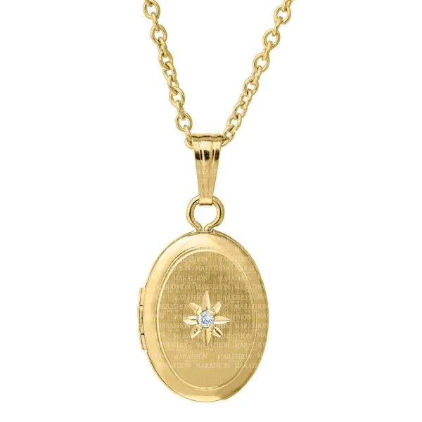 MARATHON  Children's Oval Locket with Round Diamond, 14KT Yellow Gold Filled, 10MM, 15