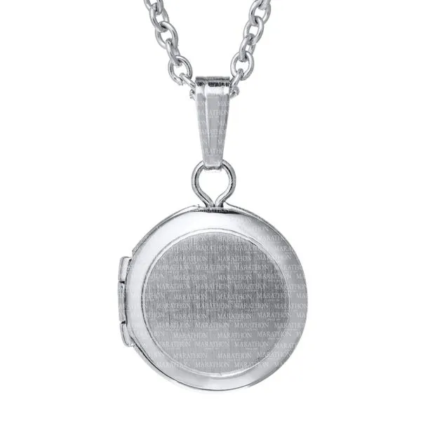 MARATHON  Children's Round Locket Necklace, Sterling Silver, Rhodium, 10MM, 13