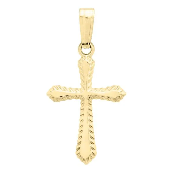 MARATHON  Children's Rope Edge Cross Necklace, 14KT Yellow Gold Filled, 15