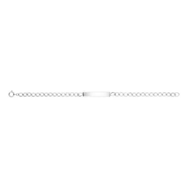 MARATHON  Children's Rectangle ID Bracelet, Sterling Silver, Rhodium, Engraveable, 6.25