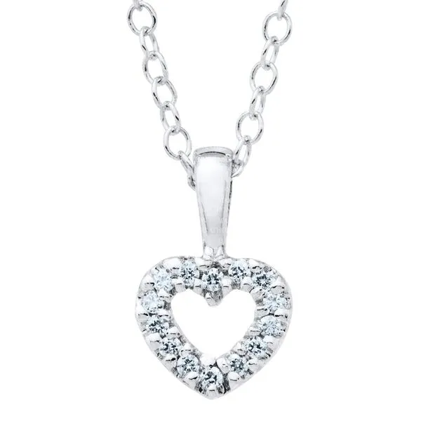 MARATHON  Children's CZ Heart Necklace, Sterling Silver, Rhodium, 15