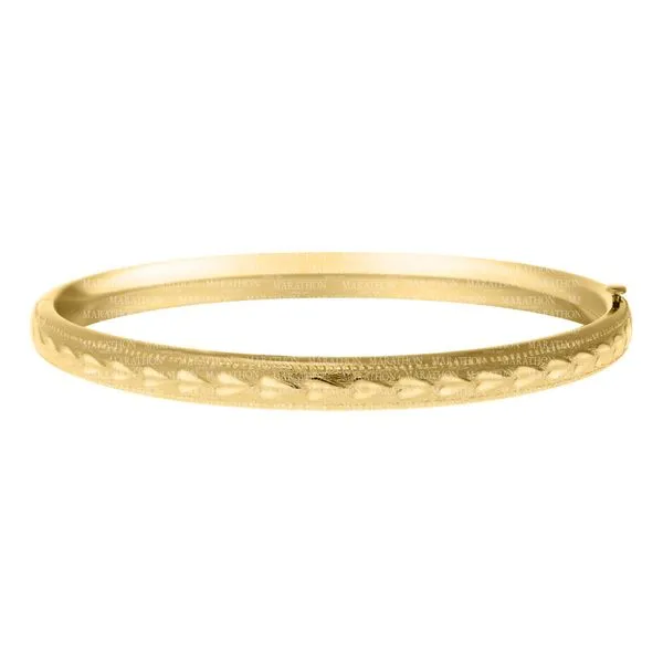 MARATHON  Children's Embossed Heart Bangle Bracelet, 14KT Yellow Gold Filled, 5.75