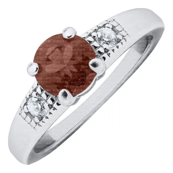 MARATHON  Children's Birthstone Ring, Sterling Silver, Rhodium, JANUARY, 4MM Round Dark Red CZ, Size 4  SR74501 Barnes Jewelers Goldsboro, NC