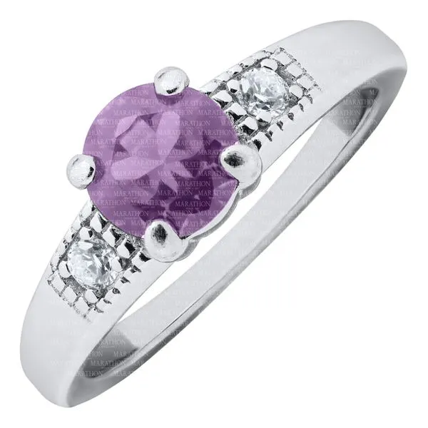 MARATHON  Children's Birthstone Ring, Sterling Silver, Rhodium, JUNE, 4MM Round Light Purple CZ, Size 4  SR74506 Barnes Jewelers Goldsboro, NC