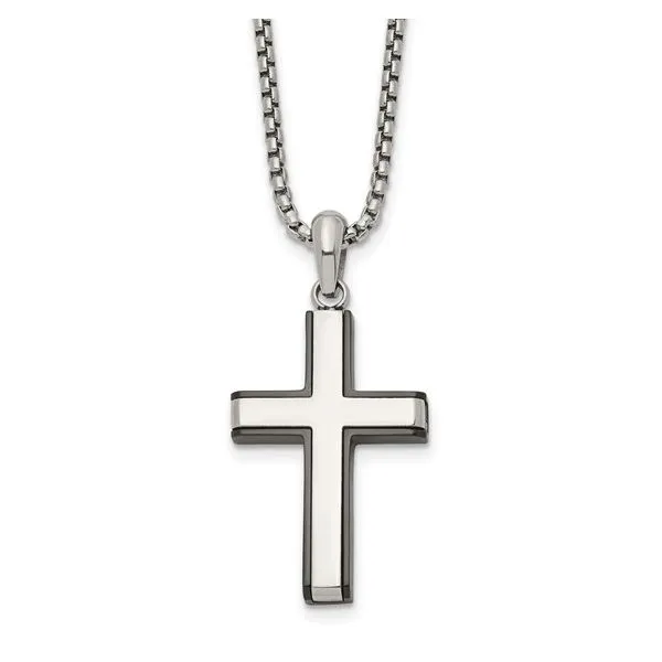 QUALITY GOLD  Cross Necklace, Stainless Steel, Black IP-Plated, 20