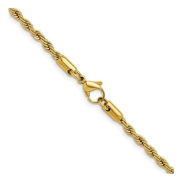 QUALITY GOLD  Rope Chain, Stainless Steel, Yellow IP-Plated, 3MM, 24