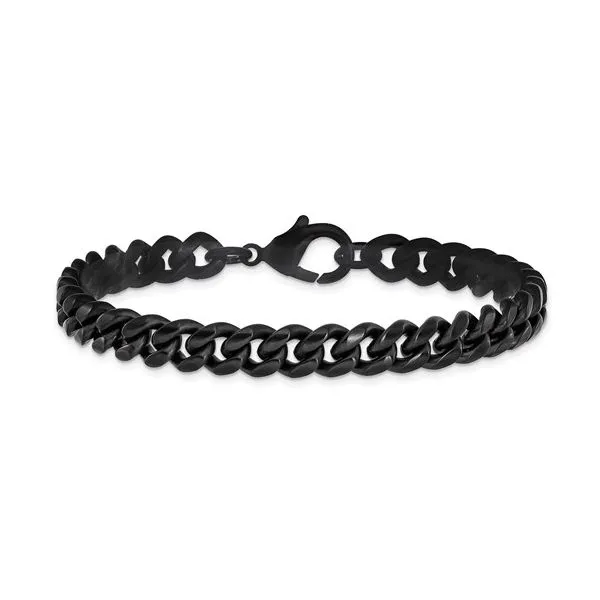 QUALITY GOLD  Curb Bracelet, Stainless Steel, Black Plated, 8MM, 8.5