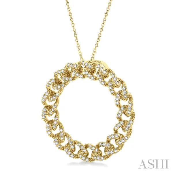 Curb & Cuban Circle Diamond Fashion Pendant Image 2 Barnett Jewelers Jacksonville, FL