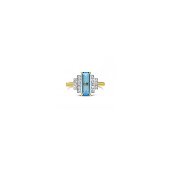 Octagon Blue Topaz and Diamond Ring Barnett Jewelers Jacksonville, FL