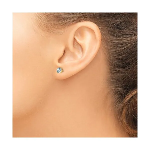 14k Aquamarine Post Earrings Image 2 Barnett Jewelers Jacksonville, FL