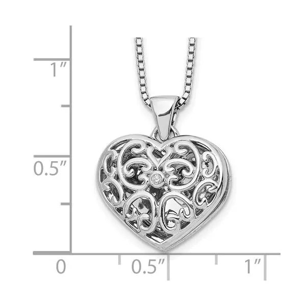 Sterling Silver Diamond Locket Image 4 Barnett Jewelers Jacksonville, FL