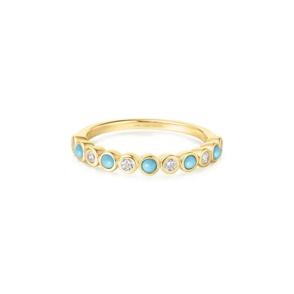 Gold Bezel Lab Created Turquoise Ring Barnett Jewelers Jacksonville, FL