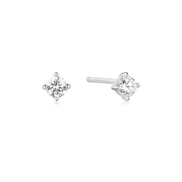 Silver Solitaire Studs Barnett Jewelers Jacksonville, FL