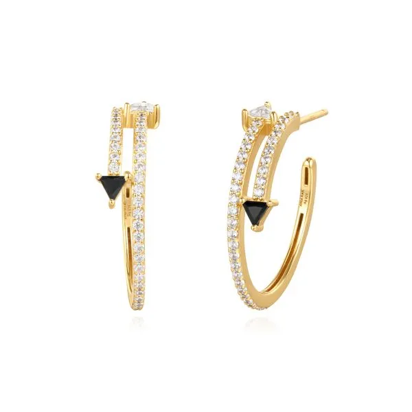 Gold Pave Double Arrow Stud Hoops Barnett Jewelers Jacksonville, FL
