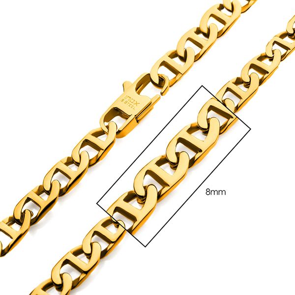 8mm 18K Gold IP Mariner Link Chain Barnett Jewelers Jacksonville, FL
