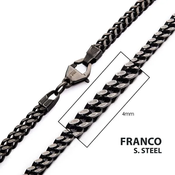 Stainless Steel 4mm Oxidized Steel Franco Chain Barnett Jewelers Jacksonville, FL