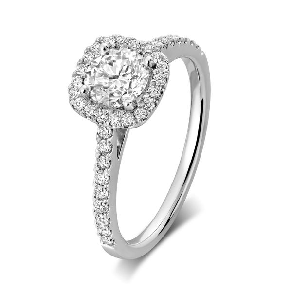 14KW  0.98tw Cushion Halo Diamond Engagement Ring Barthau Jewellers Stouffville, ON